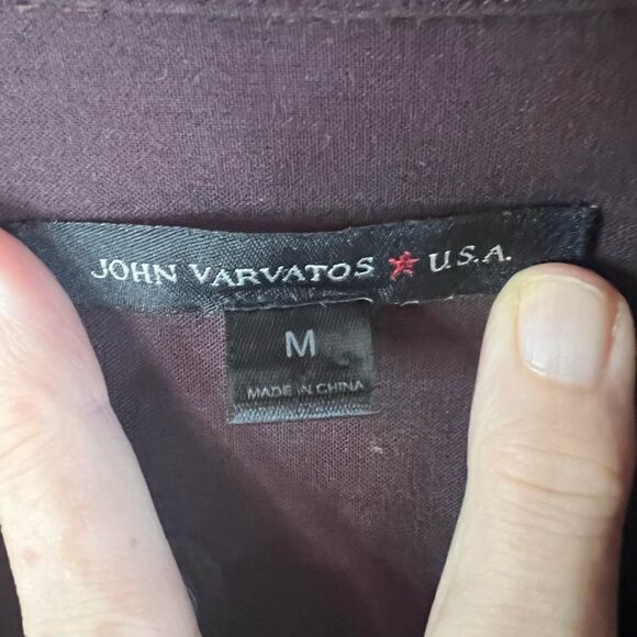 John Varvatos‎ Mens Long Sleeve Button Down Burgundy Dress Shirt Size Medium - Picture 3 of 7